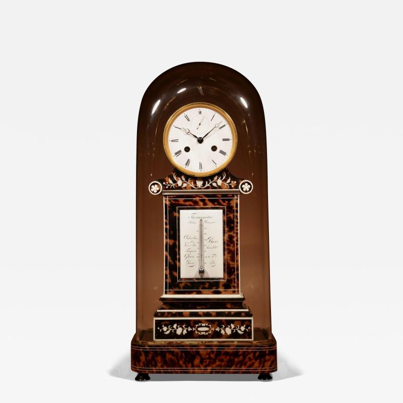 Interesting beautiful and rare French Pendule Mantel Clock with Thermometer