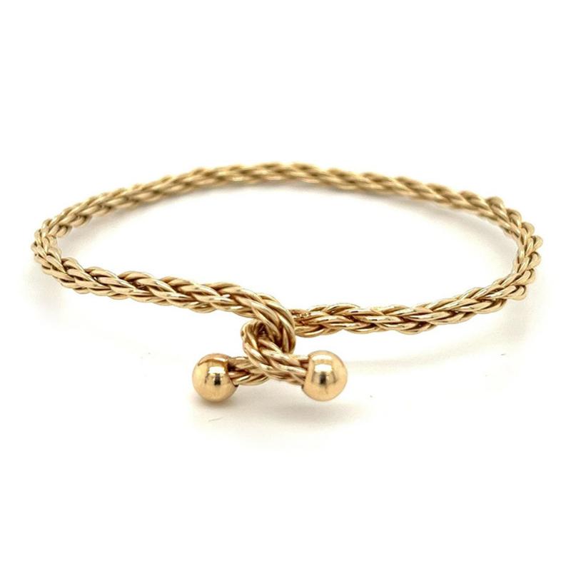 Interlocking Rope Chain Bangle Bracelet in 14k Yellow Gold