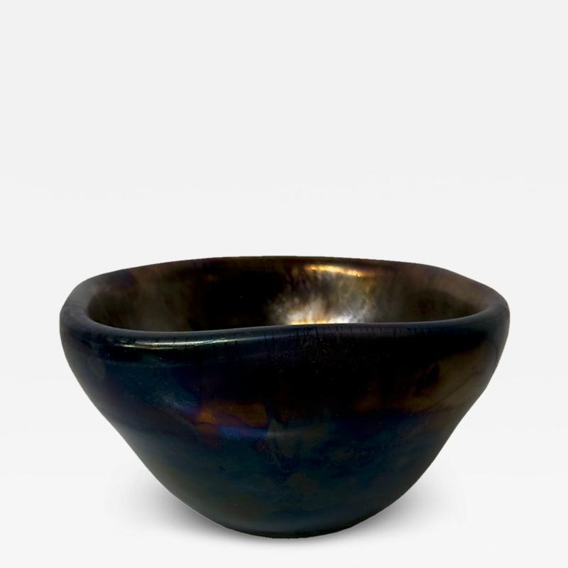 Iridescent Raku Style Murano Glass Bowl