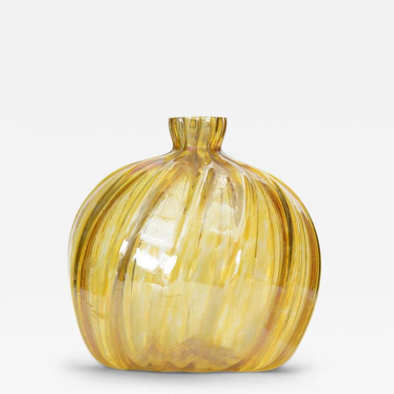 Iridescent Yellow Handblown Glass Bud Vase