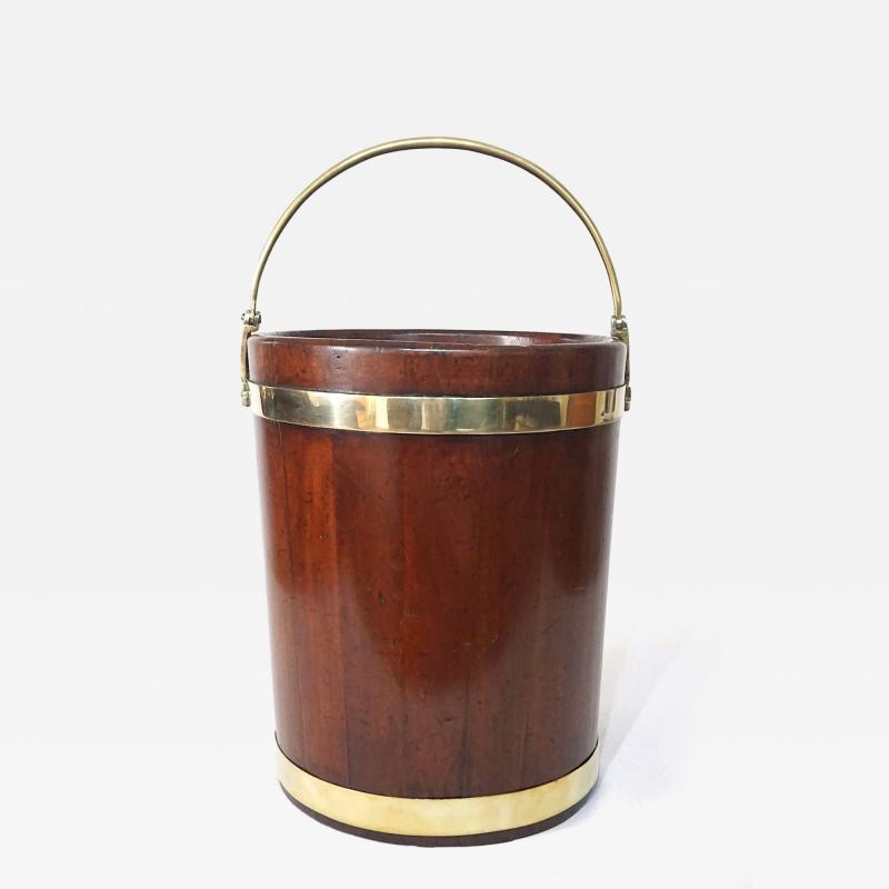 Irish George III Brass Bound Mahogany Peat or Turf Bucket c 1780