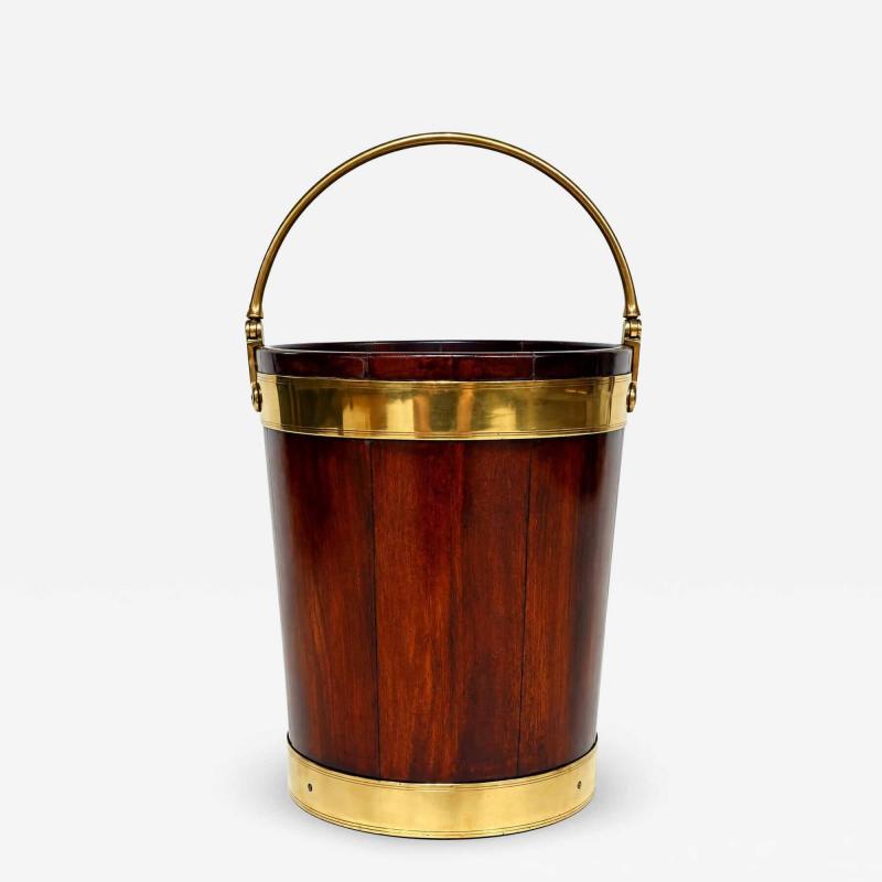 Irish Georgian Brass Bound Mahogany Peat or Turf Bucket c 1780
