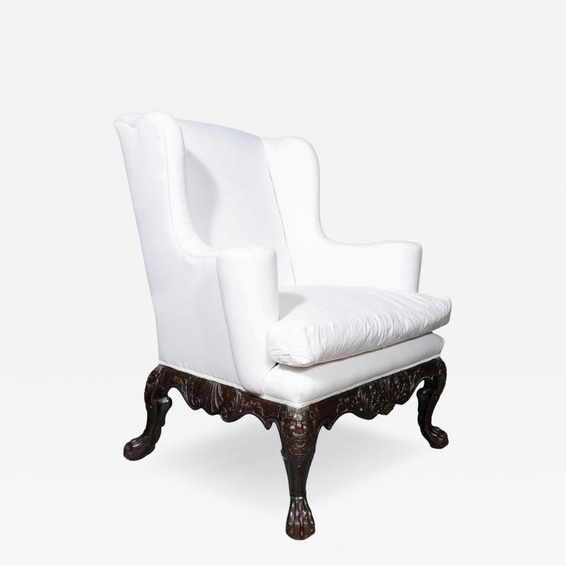 Irish Georgian Style Mahogany Wing Chair