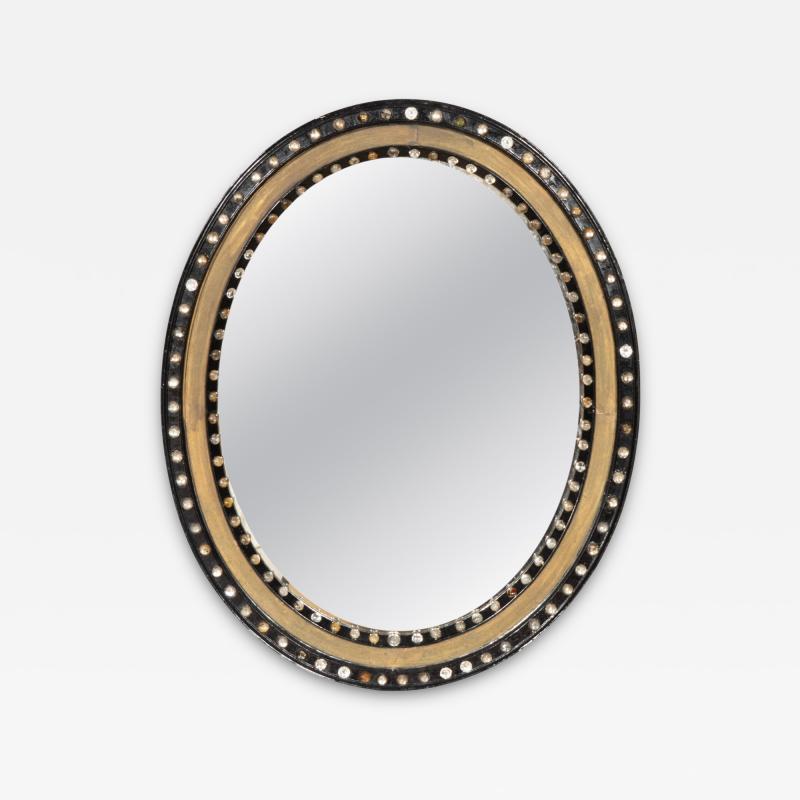 Irish Regency Ebonized And Beaded Glass Mirror