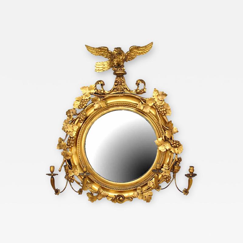 Irish Victorian Giltwood Mirror w Eagle Crest