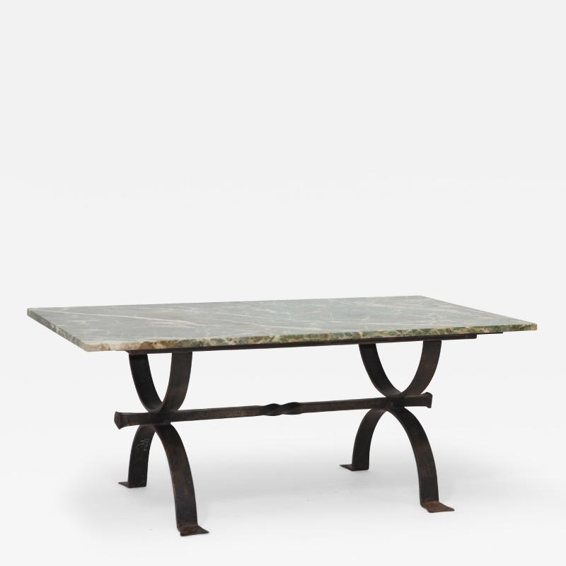 Iron Cocktail Table with a Cipollino Verde Marble Top 1935 France