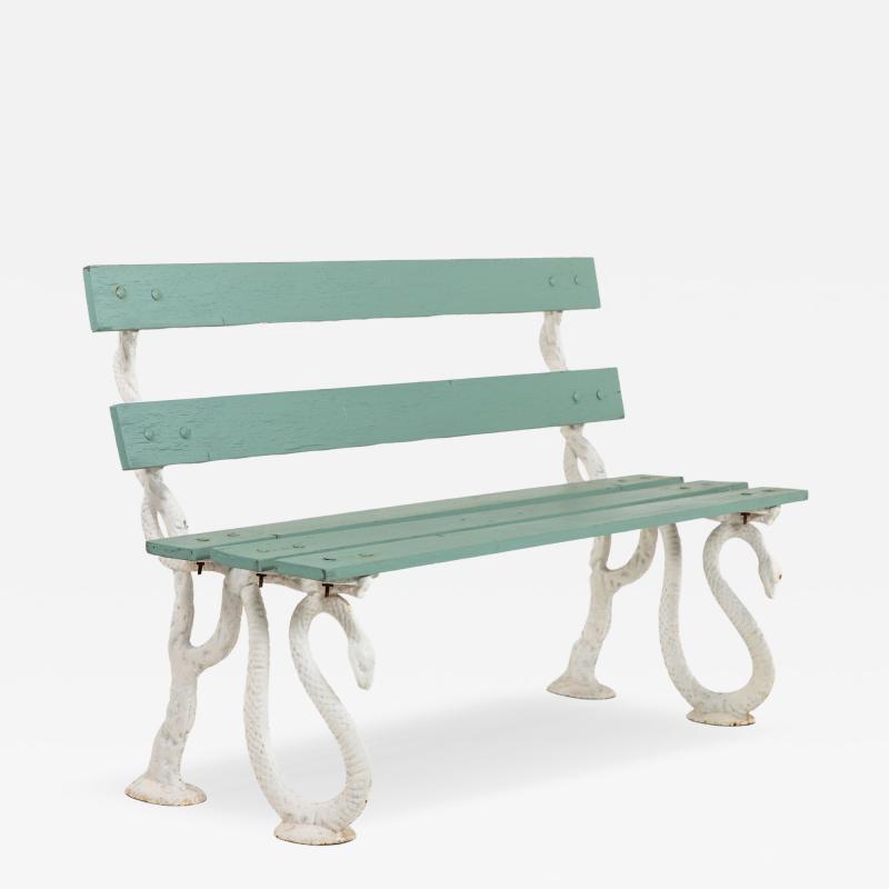 Iron Serpent and Twig Garden Bench English Mid 20th C 