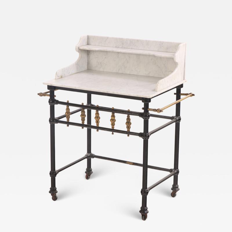 Iron and Brass Marble Top Stand likely French Late 19th C 