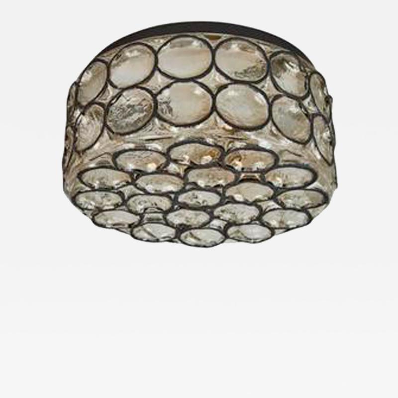 Iron and Glass Flush Mount