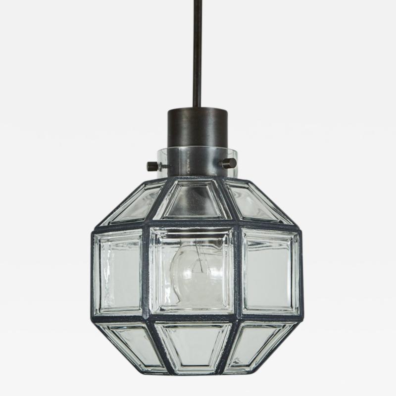 Iron and Glass Lantern Three Row Pendant