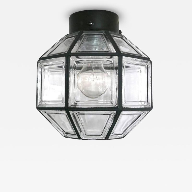 Iron and Glass Octagon Flush Mount
