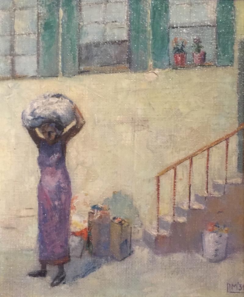 Isaac Muse 1934 Isaac Muse Laundry Day Oil on Canvas