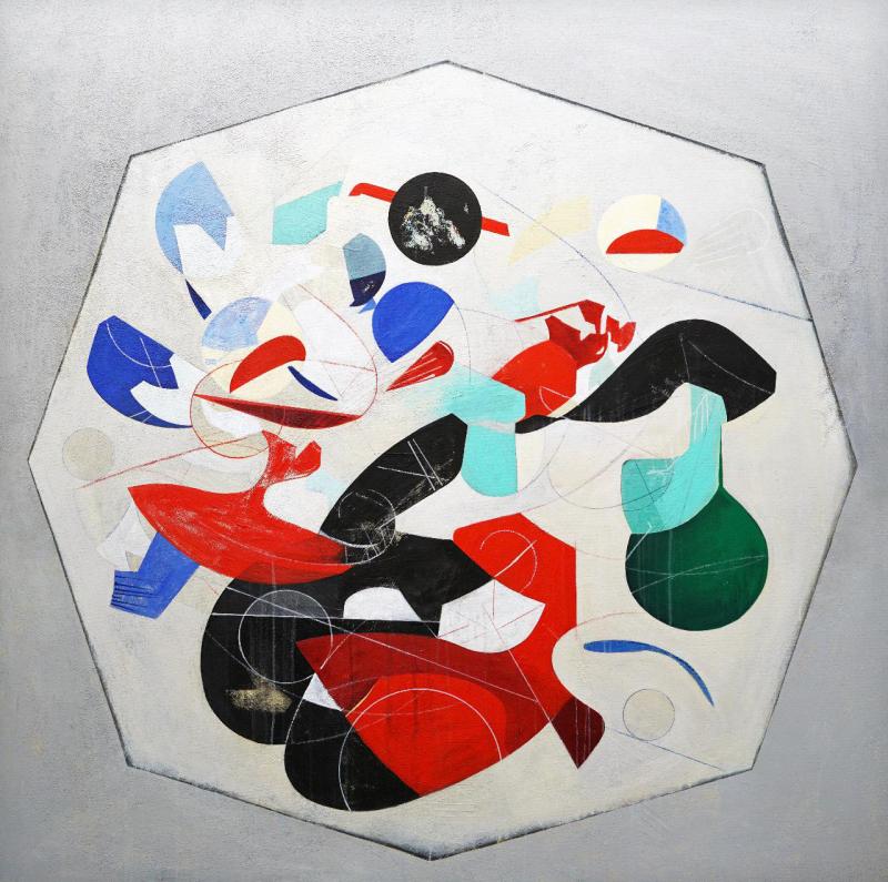 Isabel Brinck Abstract Oil Painting on Canvas Titled Throughout the Night 