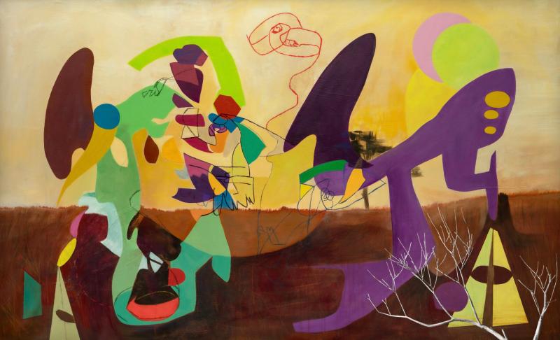 Isabel Brinck Abstract Painting on Canvas Titled Squirrel Whisperer 