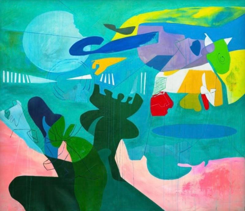 Isabel Brinck Original Abstract Painting on Canvas Titled Rain Check 