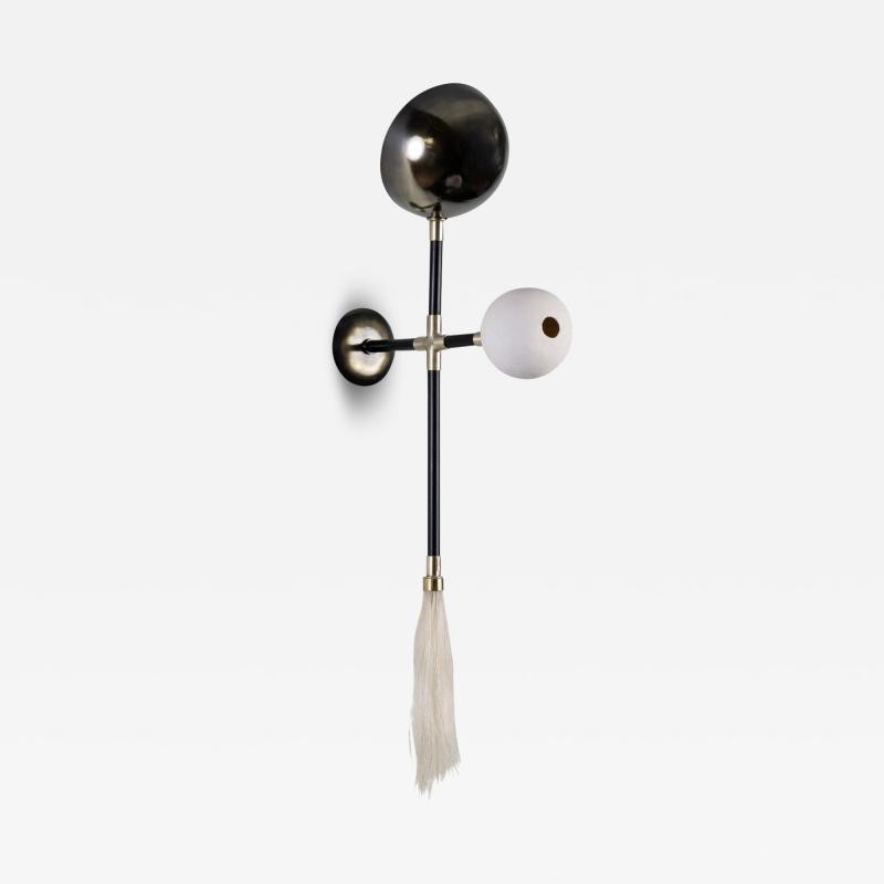 Isabel Moncada GOGO sconce Vintage Finish Porcelain Handmade Globes Horsehair Tassel