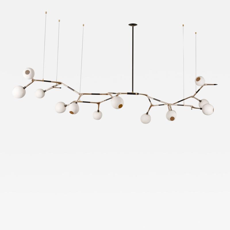 Isabel Moncada MANTIS 13 pendant light Polished Lost Wax Bronze 13 White Porcelain Globes