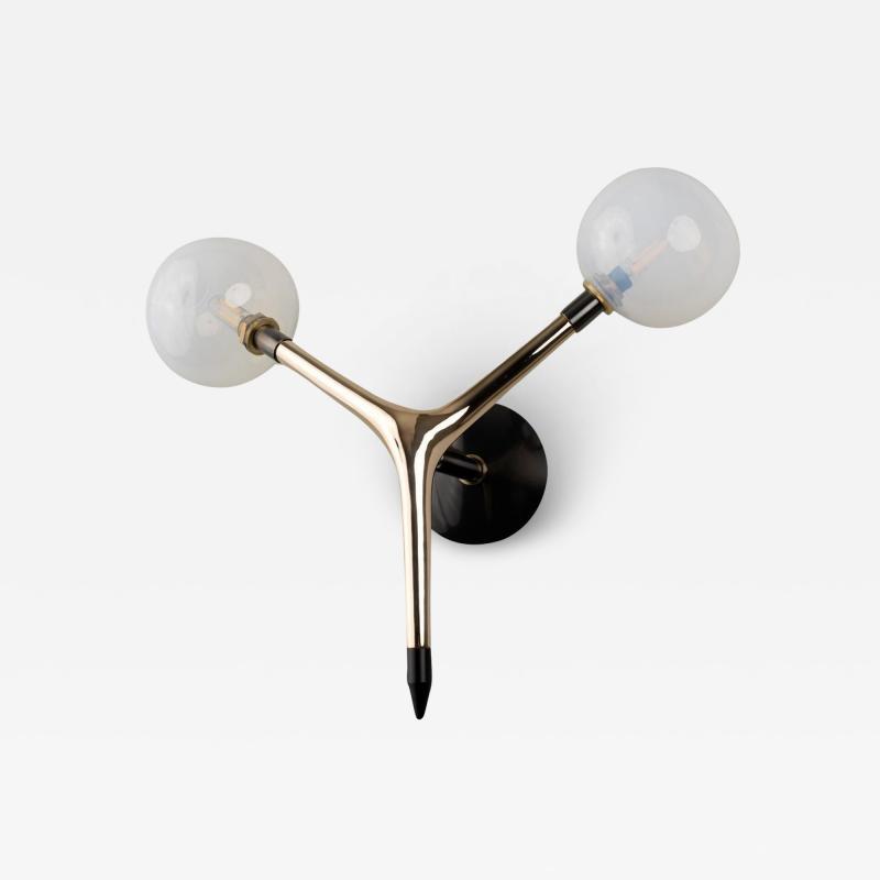 Isabel Moncada OJOS sconce Organic Modern Cast Bronze Handblown White Glass Globes