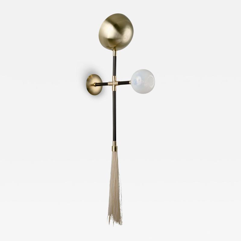 Isabel Moncada Organic Modern Sconce Polished Finish Blown Glass Globe Natural Horsehair Tassel