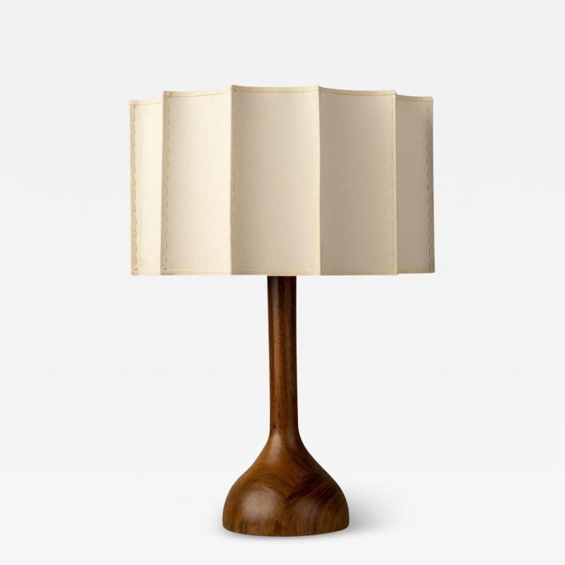 Isabel Moncada Organic Modern Small Table Lamp Natural Wood Handmade Ivory Fluted Shade