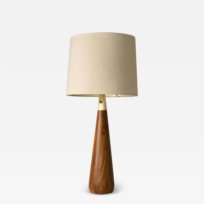 Isabel Moncada Organic Modern Table Lamp Natural Parota Wood Ivory or Black Fiberglass Shade