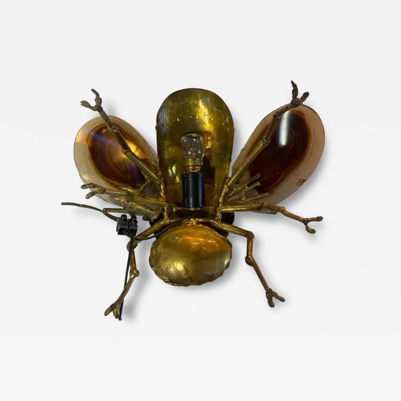 Isabelle Faure 1970 Bee Wall Lamp in Bronze or Brass Duval Brasseur Or Isabelle Faure 1 Bulb