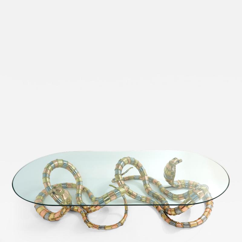 Isabelle Faure Signed Isabelle Faure cobra sculpture XL coffee table 1970s