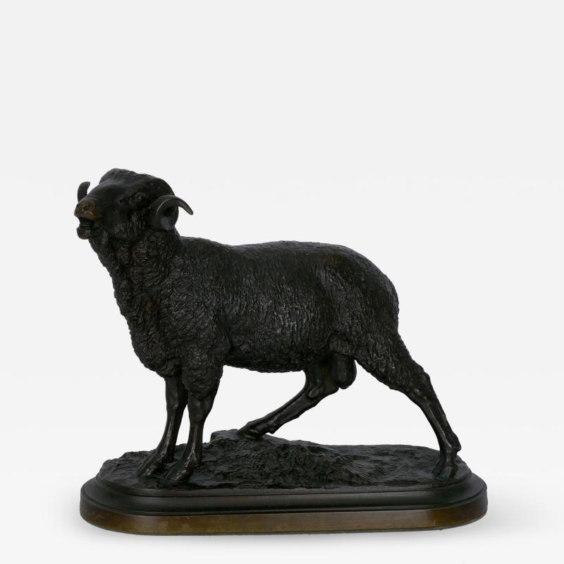 Isidore Bonheur Bronze Sculpture Merino Ram Cast after Model by Isidore Jules Bonheur