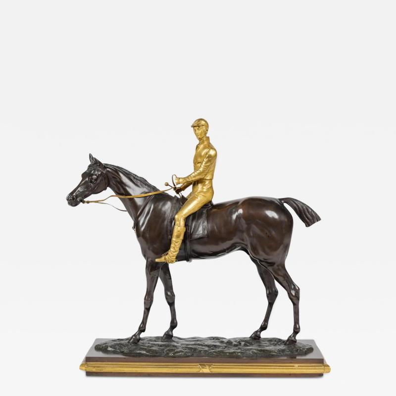 Isidore Jules Bonheur A Rare Gilt and Patinated Bronze Jockey on A Horse