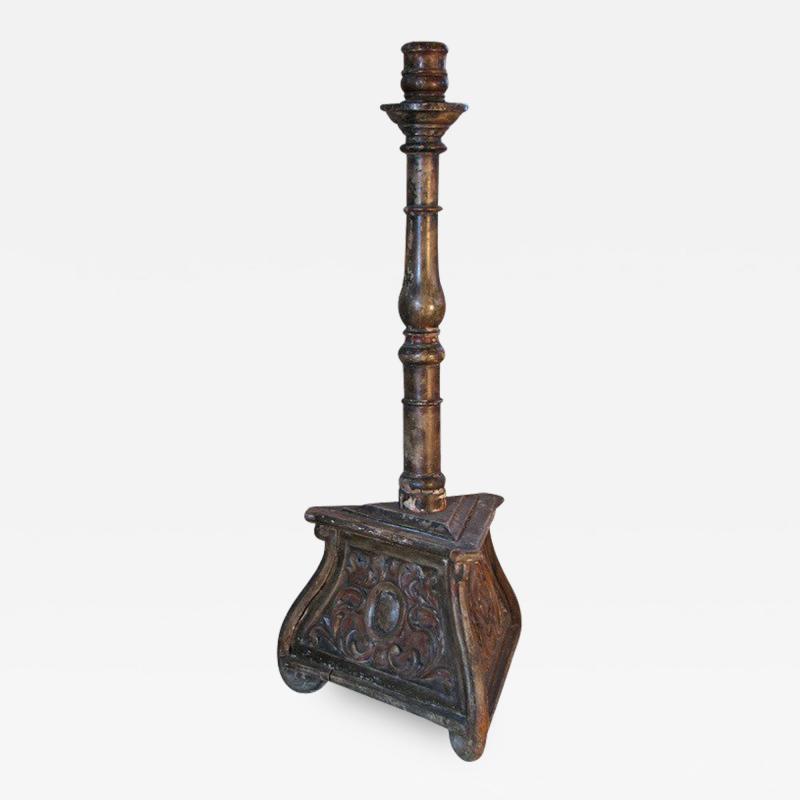Italian 17th Century Baroque Tall and Painted Torche re