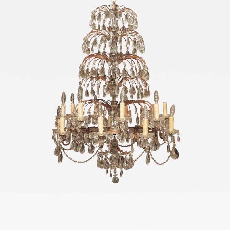 Italian 18 Lite Crystal Tiered Chandelier