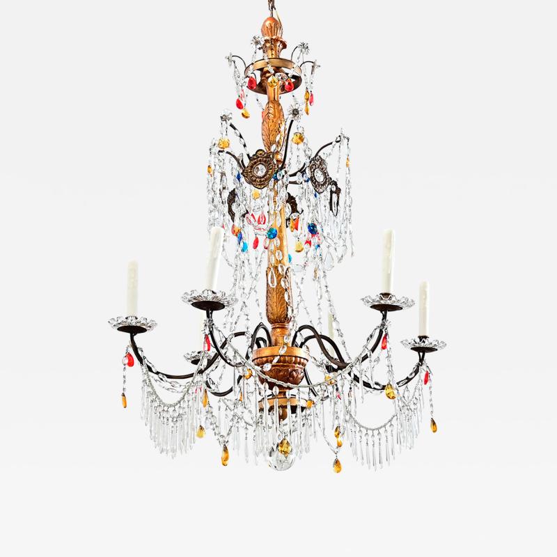 Italian 18th Century Giltwood Crystal Chandelier