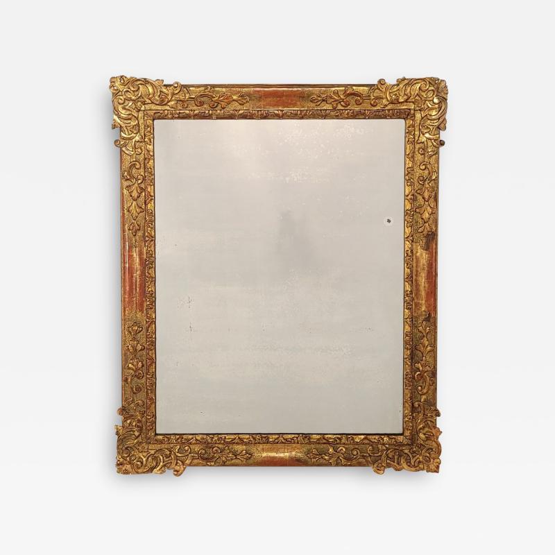 Italian 18th Century Giltwood Frame with Later Mirror circa 1780