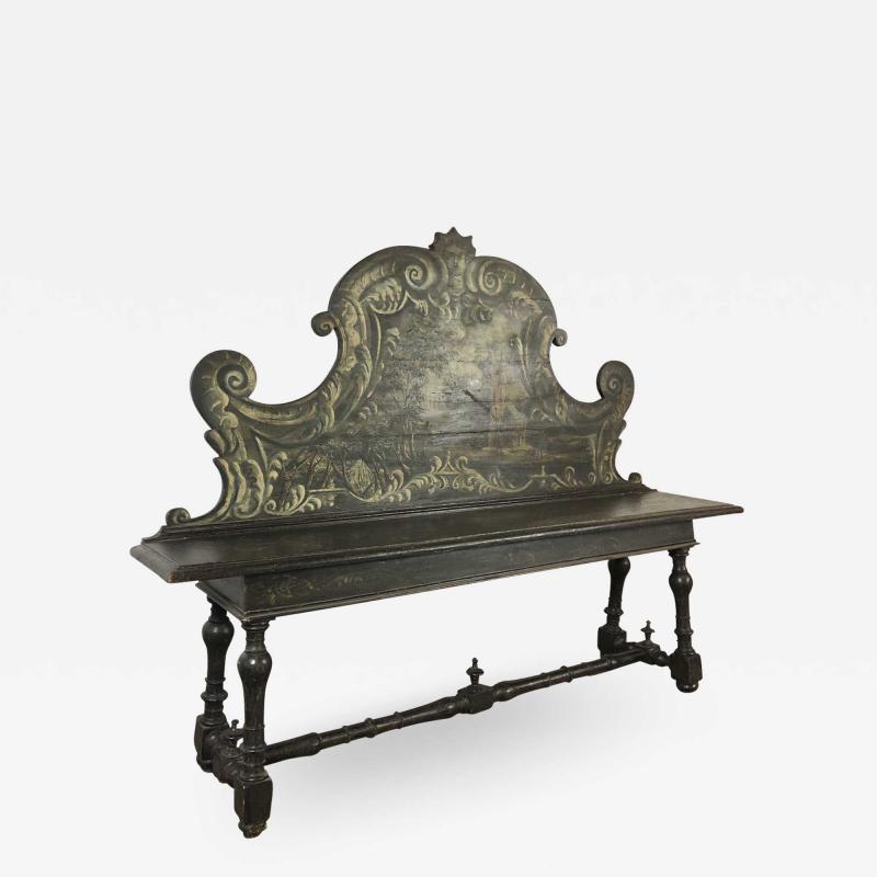 Italian 18th Century Painted Baroque Hall Bench