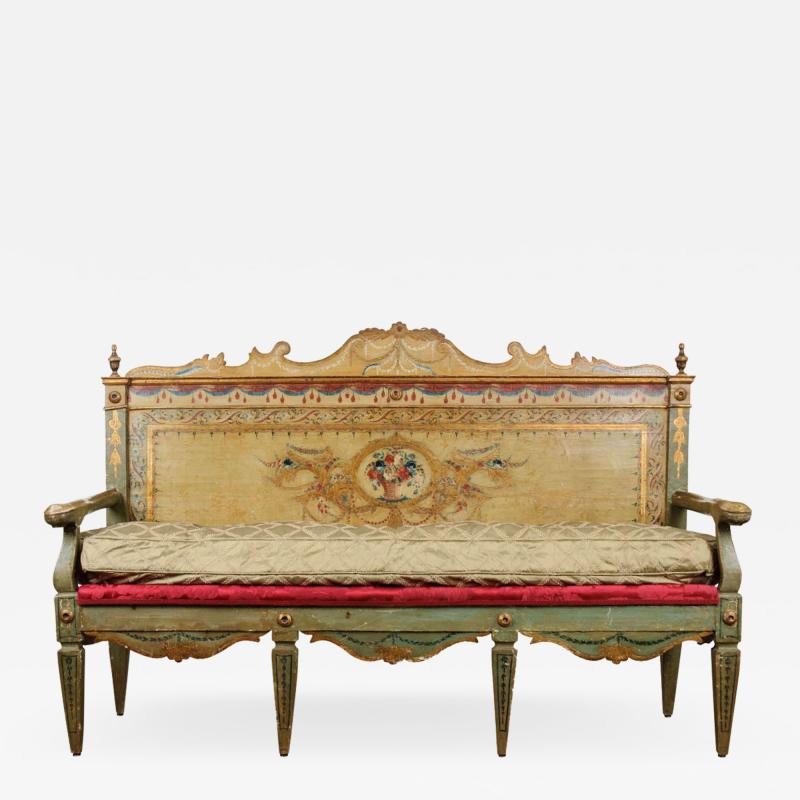 Italian 18th Century Parcel Gilt and Painted Canap 