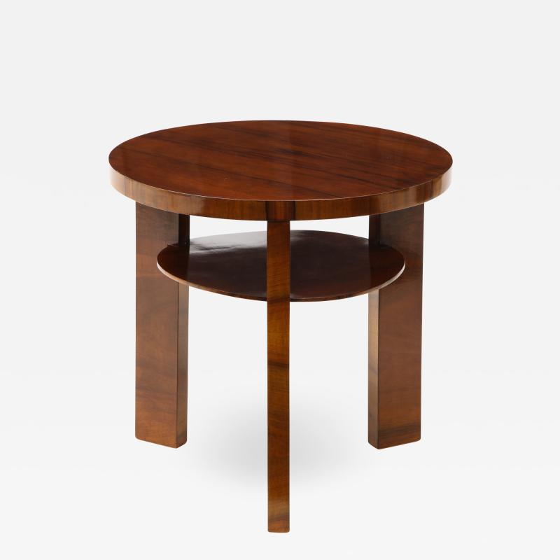 Italian 1930s Art Deco Circular Walnut Side Table