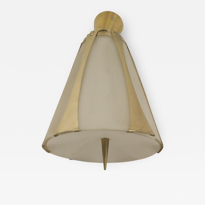 Italian 1940s Gilded Brass Conical Formed Lantern