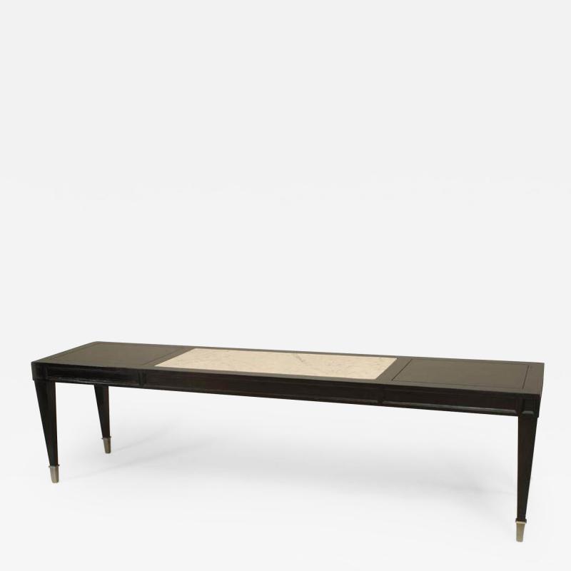 Italian 1940s Neoclassic Ebonized Narrow Rectangular Coffee Table