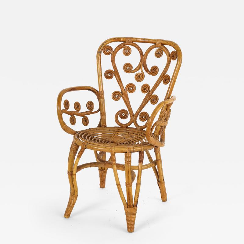 Italian 1950s Bamboo Armchair
