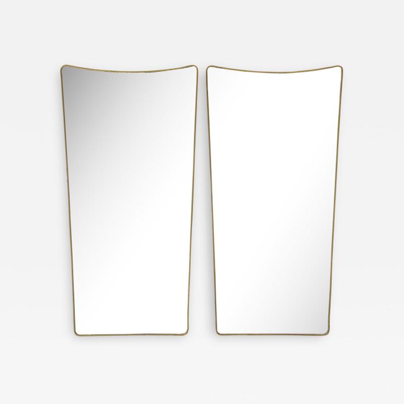 Italian 1950s Brass Modernist Pair of Shaped Grand Scale Mirrors