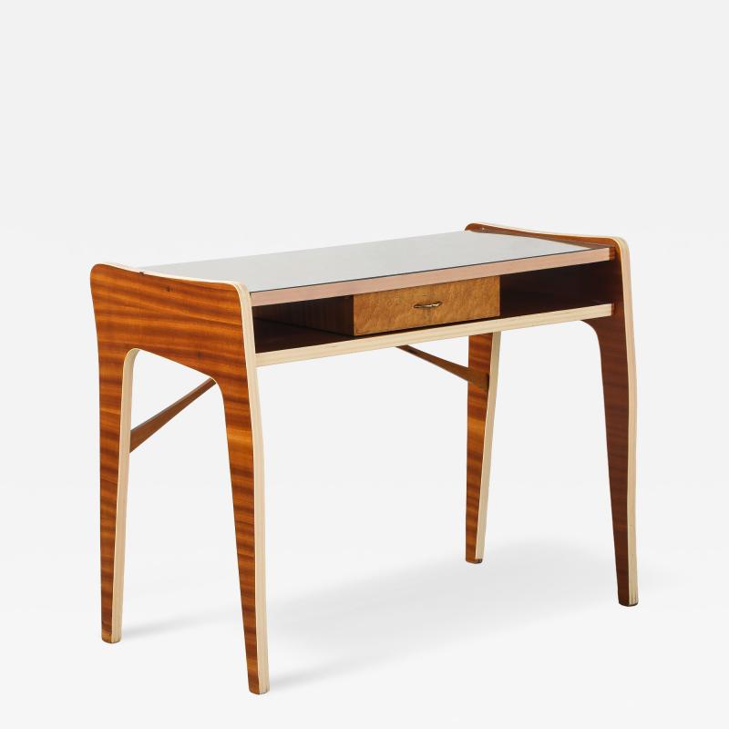 Italian 1950s Console or Vanity Table with Glass Top