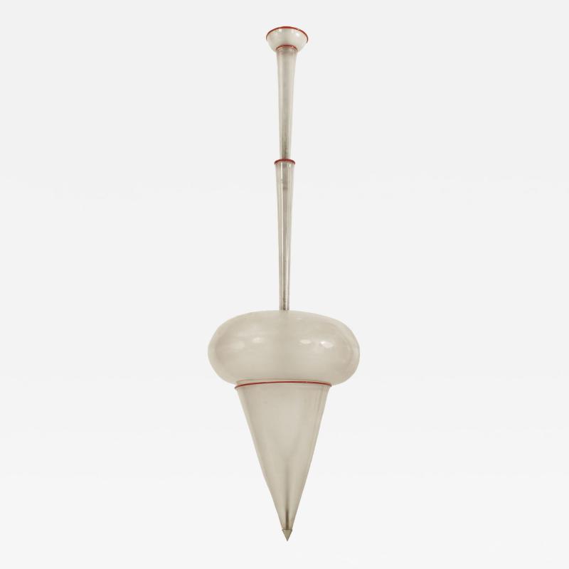 Italian 1950s Hand Blown Frosted Glass Lantern