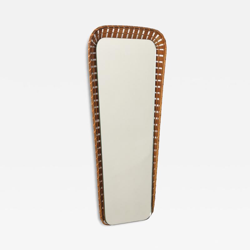 Italian 1950s Rattan Shaped Wall Mirror