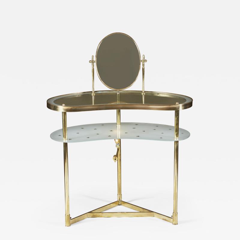 Italian 1950s brass and star glass dressing table