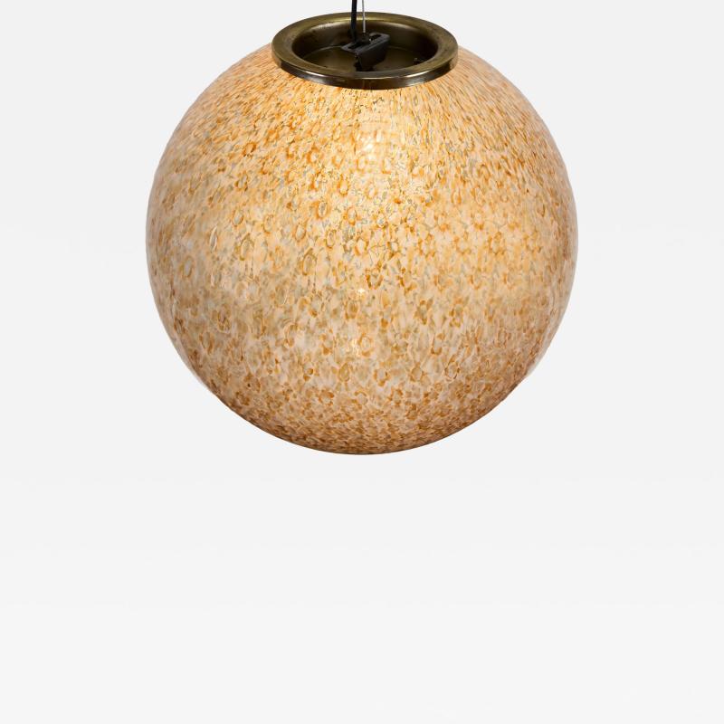 Italian 1960s Murano amber Murrini glass ball pendant