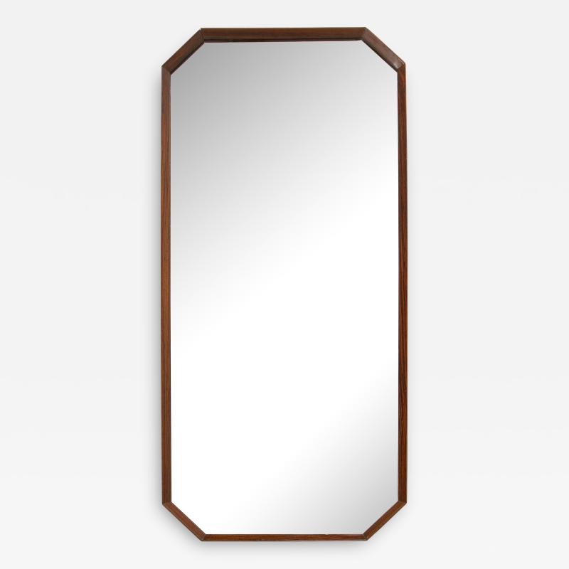 Italian 1960s Rosewood Octagonal Wall Mirror