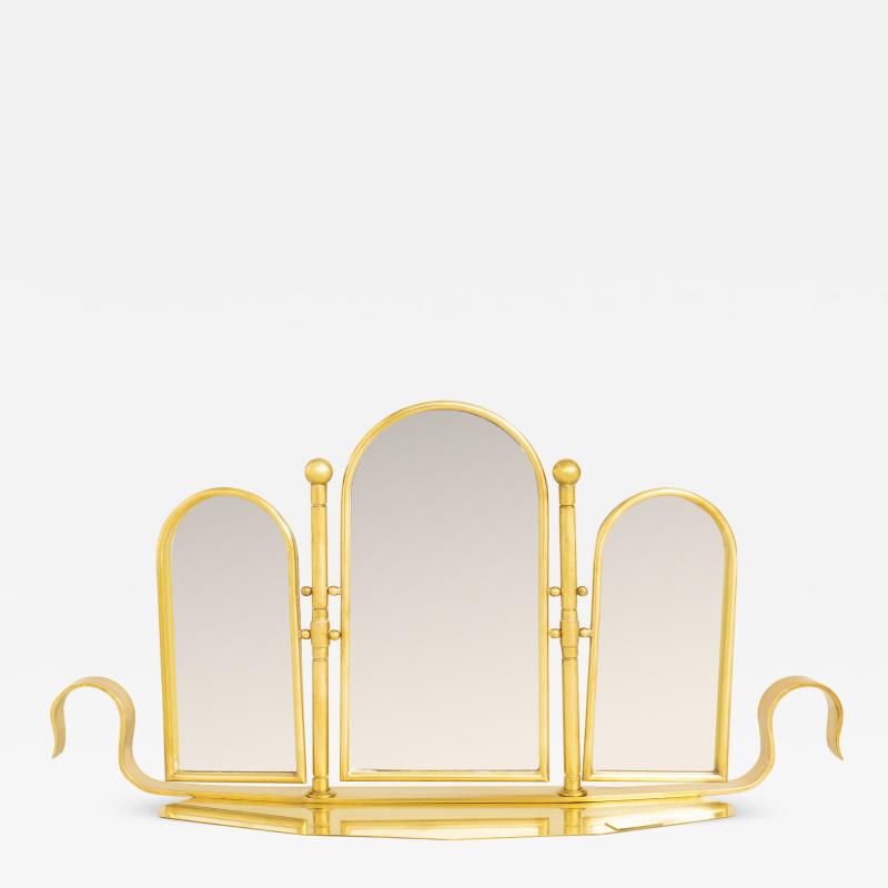 Italian 1970s brass dressing table mirror