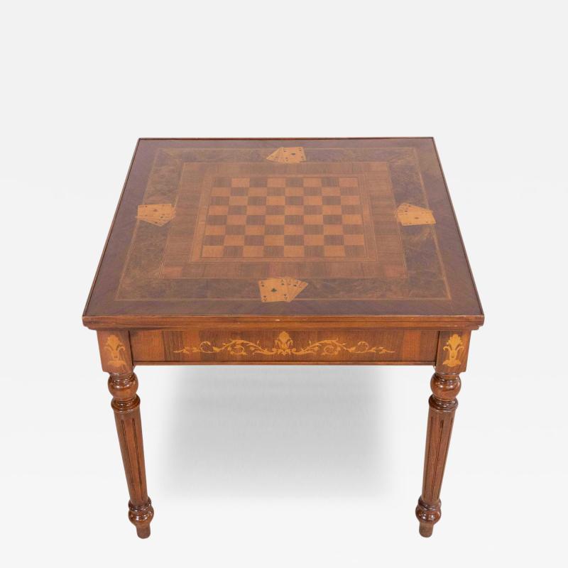 Italian 19th Century Inlaid Double Top Game Table with Chessboard and Roulette
