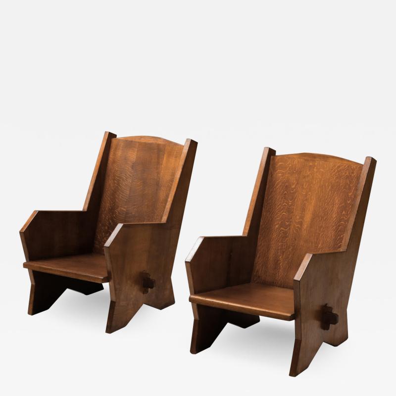 Italian Armchairs in Stained Beech 1940s