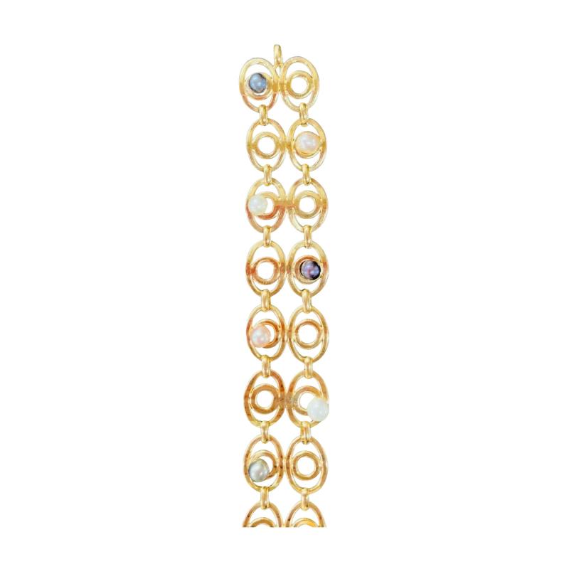 Italian Art Deco 18 Karat Yellow Gold and Pearls Bracelet